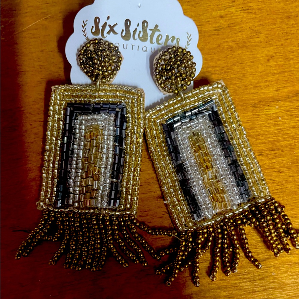 God, Silver, pewter beaded earrings. Pierced ears. BNWT